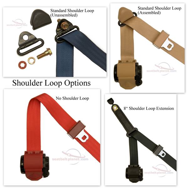 SRP 3-Point Retractable Shoulder Harness Lap Belt #1808 - Universal Fit, Made In USA