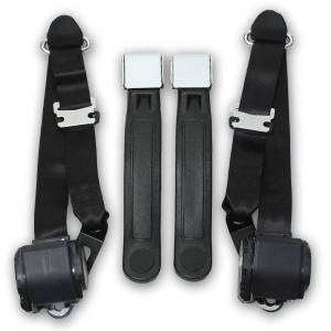 Seatbelt Planet - 1968-1973 Ford Mustang Coupe & Fastback Lift Latch Retractable Lap & Shoulder Conversion Seat Belt Kit