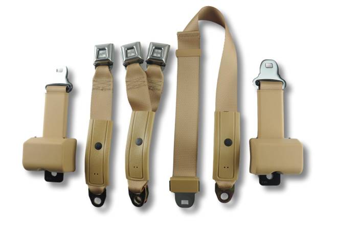 Seatbelt Planet - 1977-1987 Chevy Suburban, 2nd Row Driver, Passenger & Center Seat Belt Kit