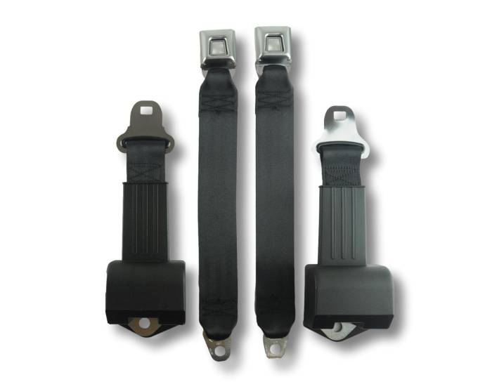 Seatbelt Planet - 1960-1968 Ford Falcon, Driver & Passenger Seat Belt Kit with All Metal Push Button Buckle