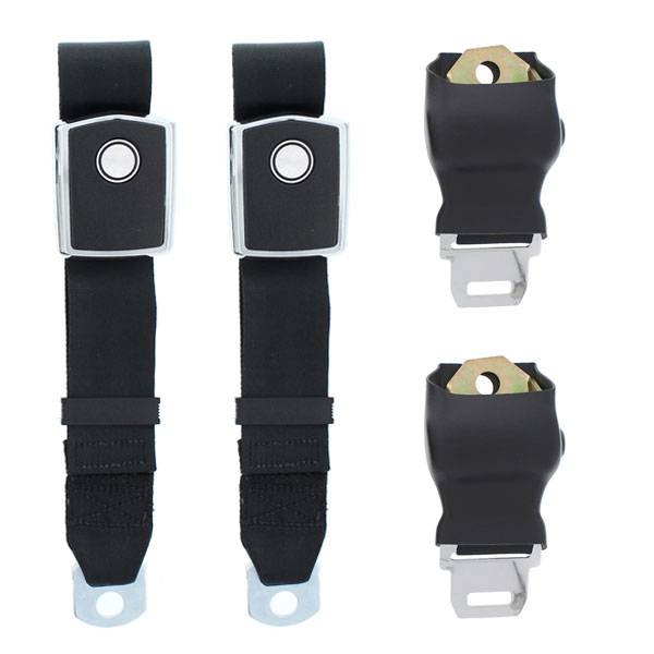 Seatbelt Planet - 1964-1967 Ford Mustang Retractable Lap Seat Belt Kit, Front and Rear, Deluxe OE Style Buckle