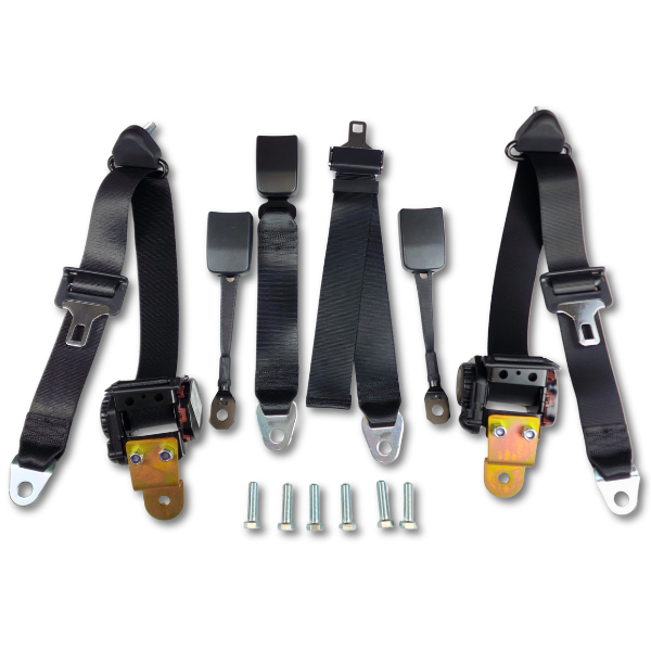 Seatbelt Planet - 1997-2000 Dodge Dakota, Crew Cab, Driver, Passenger and Center, Bench Seat Belt Kit