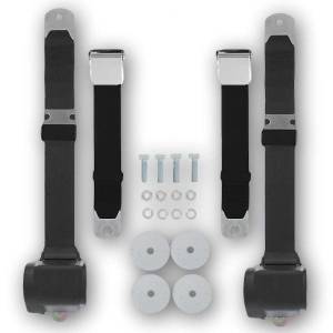 SafeTboy 2-Point Lap Seat Belt Kit For Ford Mustang 1964-1966 - Airplane Buckle, Black, Set Of 2 Belts, Heavy Duty Polyester