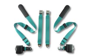 1968-1973 Ford Mustang, Coupe, Driver & Passenger Seat Belt Kit, Type 2A Retractable Lap & Shoulder Seat Belt Kit